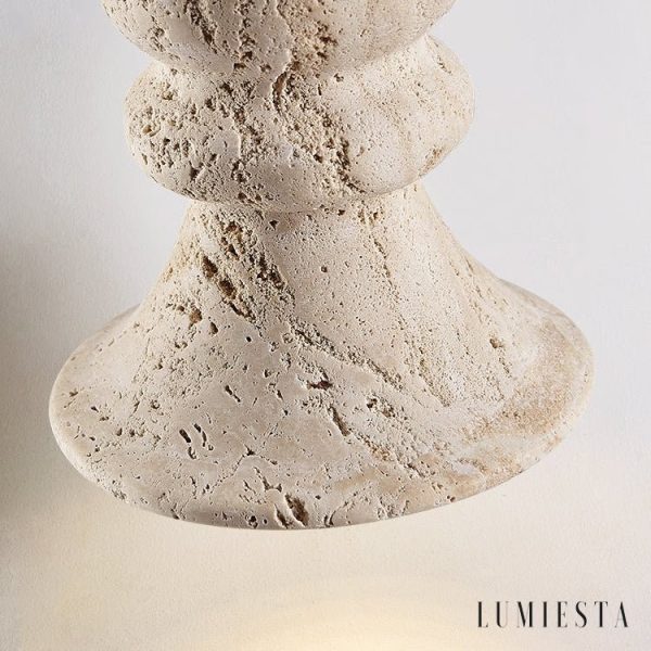 Genovix - Lampa wisząca trawertynowa żółta nad stół Ø12x13cm