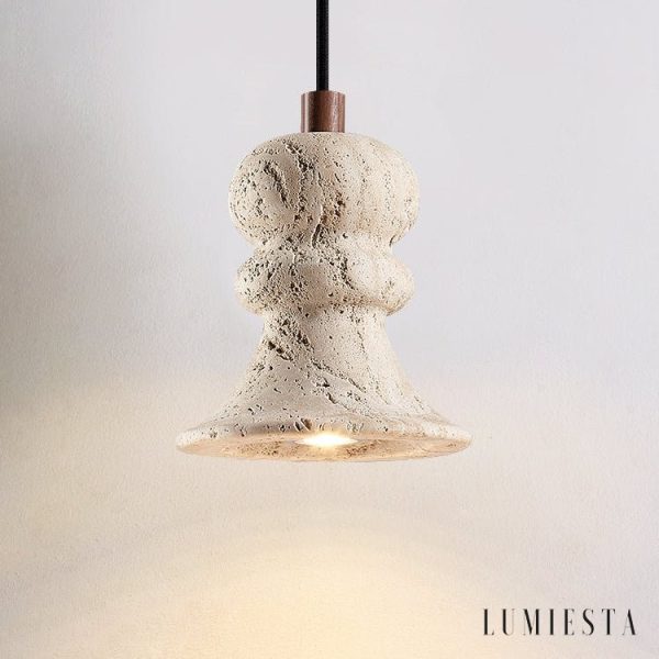 Genovix - Lampa wisząca trawertynowa żółta nad stół Ø12x13cm