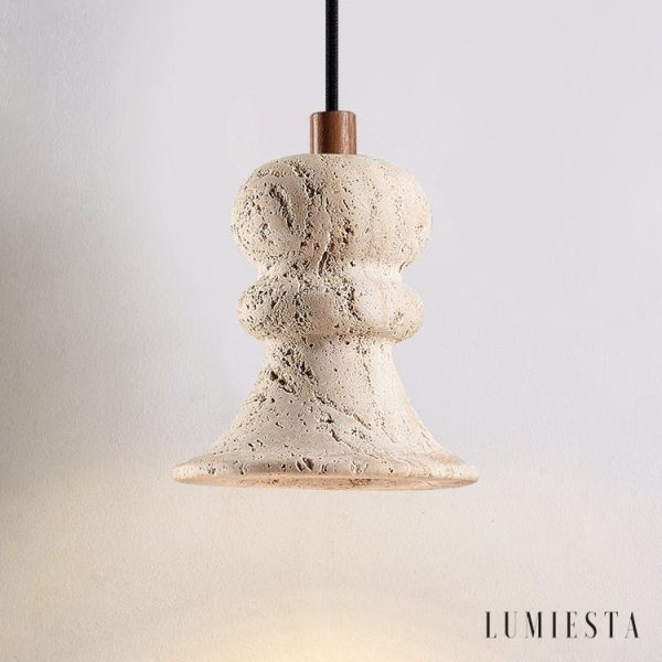 Genovix - Lampa wisząca trawertynowa żółta nad stół Ø12x13cm