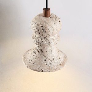 Genovix - Lampa wisząca trawertynowa żółta nad stół Ø12x13cm