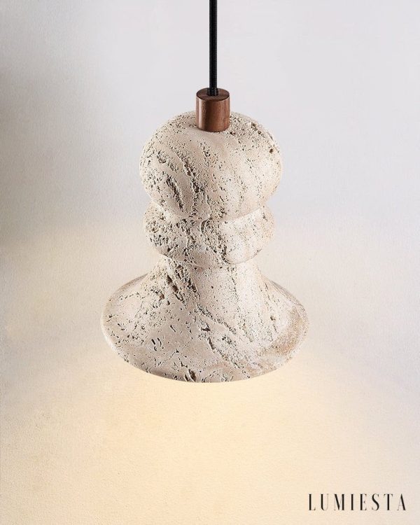 Genovix - Lampa wisząca trawertynowa żółta nad stół Ø12x13cm