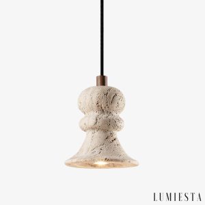 Genovix - Yellow travertine pendant lamp for table Ø12x13cm