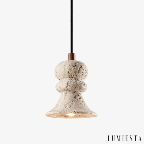 Genovix - Yellow travertine pendant lamp for table Ø12x13cm