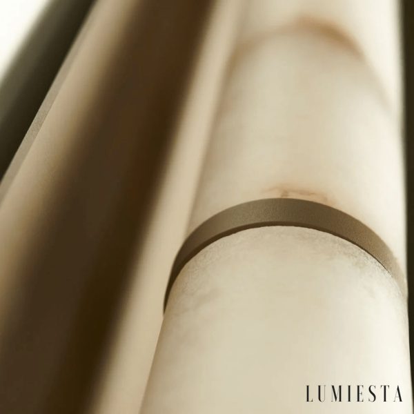 HispaniaX - Kinkiet alabastrowy, brązowo-biały do salonu, Ø10/11 x 50/96 cm