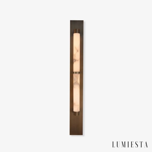 HispaniaX - Kinkiet alabastrowy, brązowo-biały do salonu, Ø10/11 x 50/96 cm