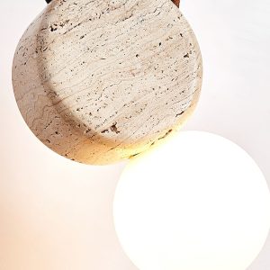 ImperiumX - Lampa wisząca trawertynowa, żółty trawertyn do salonu, Ø11 x 21 cm