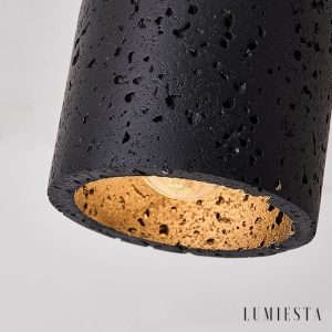 Kratavio - Lampa sufitowa trawertynowa z orzechem, do korytarza, Ø10×16 cm