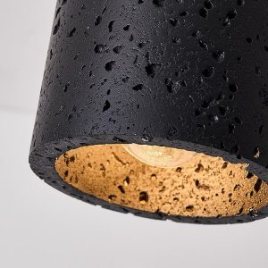 Kratavio - Lampa sufitowa trawertynowa z orzechem, do korytarza, Ø10×16 cm