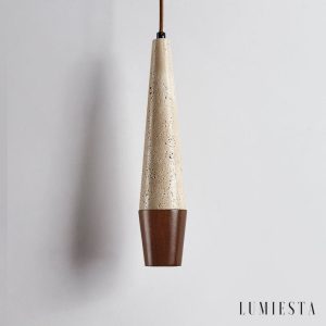 Lumiesta-latialis-lampa-wiszca-skandynawska-orzechty-trawertyn-nad-st-8xh37cm-2.jpg Latialis - Lampa wisząca skandynawska, orzech/żółty trawertyn, nad stół, Ø8xH37cm