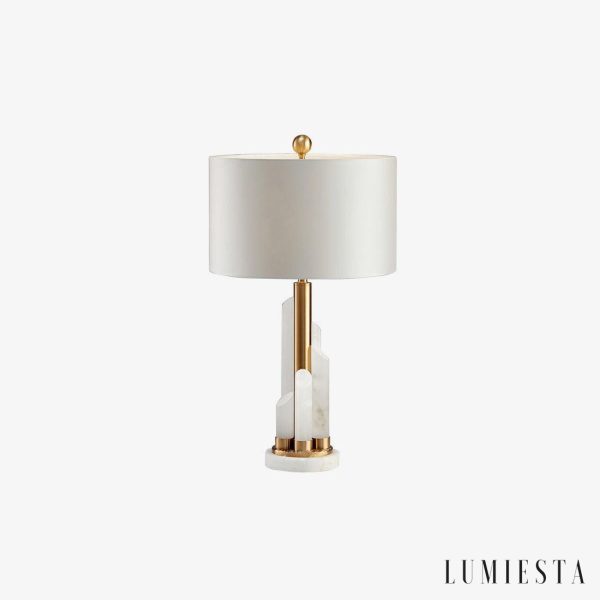 Lavaria - Lampa stołowa glamour, złota z alabastrem, do salonu Ø30x70 cm