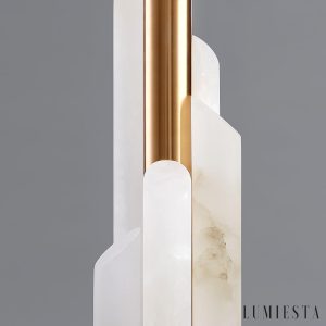 Lavaria - Lampa stołowa glamour, złota z alabastrem, do salonu Ø30x70 cm