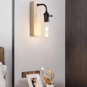 Lumiesta-lisboris-lampa-wiszca-trawertynowa-czarnazota-do-salonu-8xh23-cm-2.jpg Lisboris - Lampa wisząca trawertynowa, czarna/złota do salonu Ø8xH23 cm
