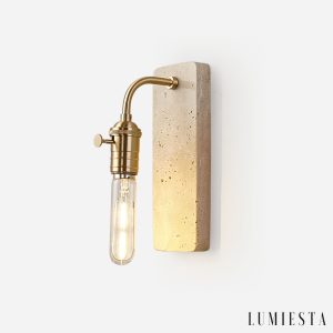 Lumiesta-lisboris-lampa-wiszca-trawertynowa-czarnazota-do-salonu-8xh23-cm.jpg Lisboris - Lampa wisząca trawertynowa, czarna/złota do salonu Ø8xH23 cm