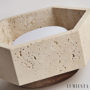 Loirena - Lampa sufitowa trawertynowa, żółta, do sypialni, korytarza, Ø17x7 cm