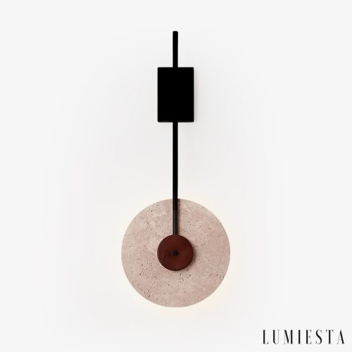 Lumaria - Kinkiet trawertynowy nowoczesny, czarny, do salonu, Ø30 x 75 cm