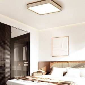 Lunatria - Lampa sufitowa trawertynowa, żółta do salonu, Ø38/48/58 cm