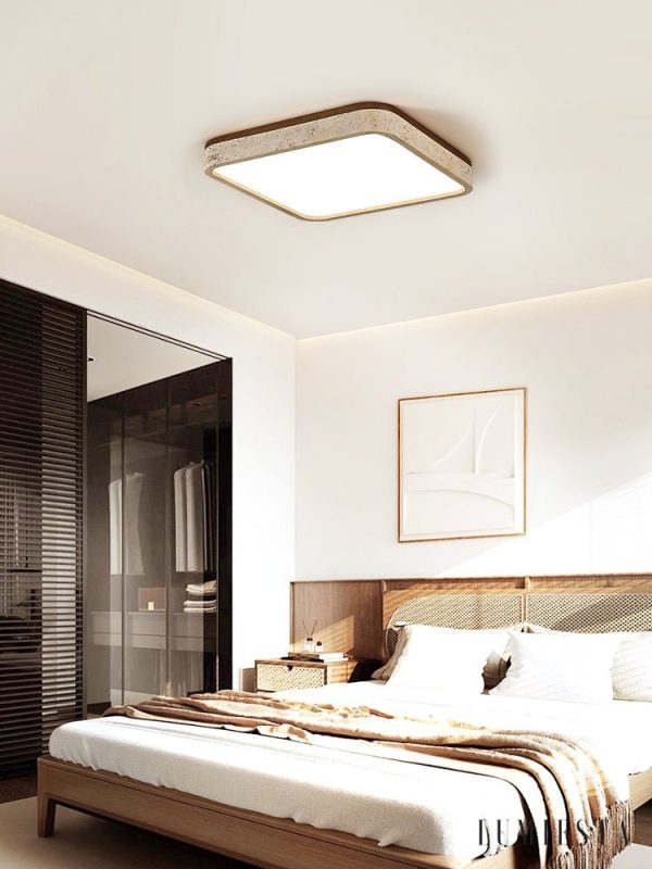 Lunatria - Lampa sufitowa trawertynowa, żółta do salonu, Ø38/48/58 cm