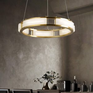 Lusorix - Lampa wisząca alabastrowa, mosiądz do salonu, Ø40/60/80/100 x150 cm