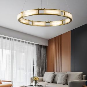 Lusorix - Lampa wisząca alabastrowa, mosiądz do salonu, Ø40/60/80/100 x150 cm