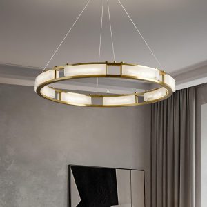Lusorix - Lampa wisząca alabastrowa, mosiądz do salonu, Ø40/60/80/100 x150 cm