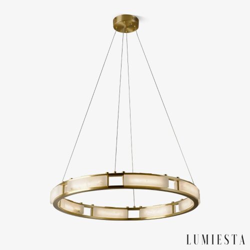 Lusorix - Lampa wisząca alabastrowa, mosiądz do salonu, Ø40/60/80/100 x150 cm