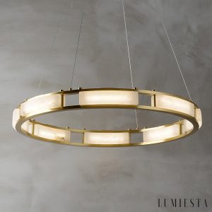 Lusorix - Lampa wisząca alabastrowa, mosiądz do salonu, Ø40/60/80/100 x150 cm