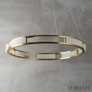 Lusorix - Lampa wisząca alabastrowa, mosiądz do salonu, Ø40/60/80/100 x150 cm
