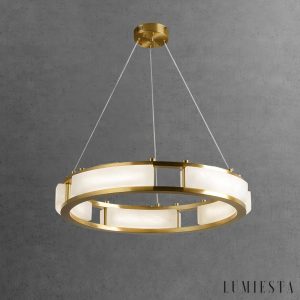 Lusorix - Lampa wisząca alabastrowa, mosiądz do salonu, Ø40/60/80/100 x150 cm