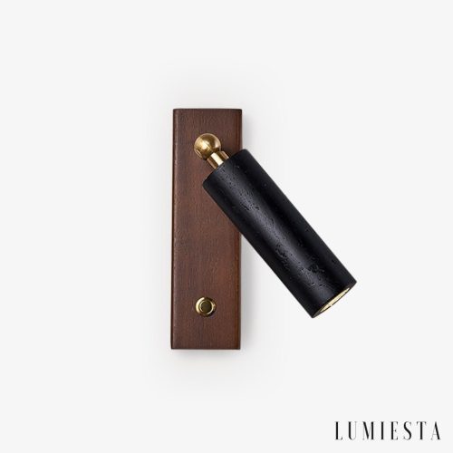 Lyonis - Lampa wisząca nowoczesna, czarny trawertyn i orzech, nad stół Ø4x12 cm