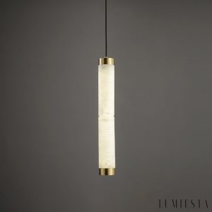 Machoria - lampa wisząca z podłużnym alabastrowym kloszem, detal górnej części