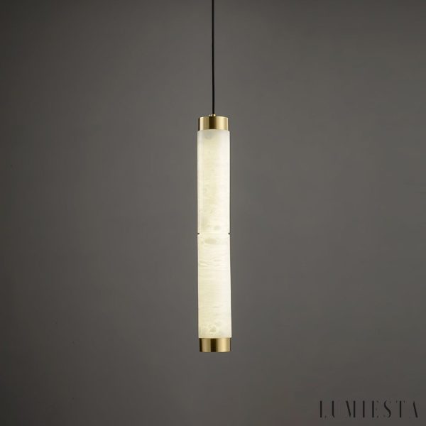 Machoria - lampa wisząca z podłużnym alabastrowym kloszem, detal górnej części