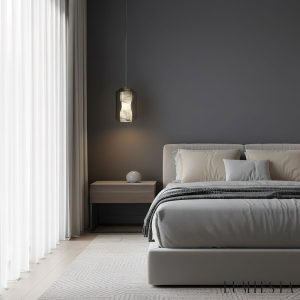 Metropolia - Lampa wisząca nowoczesna, alabaster, szaro-biała do salonu Ø20/25 cm