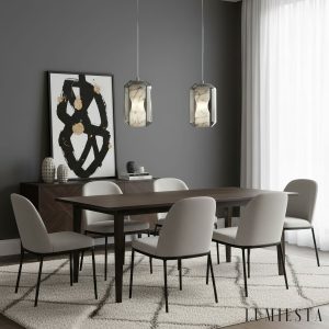 Metropolia - Lampa wisząca nowoczesna, alabaster, szaro-biała do salonu Ø20/25 cm