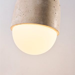 Mykenea - Lampa wisząca trawertynowa, żółto-biała, do salonu, Ø12/15/23/60 cm