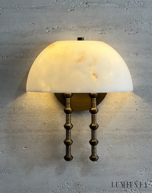 Nazcaria - Lampa wisząca alabastrowa, biała z brązem do salonu, Ø35 x 39 cm