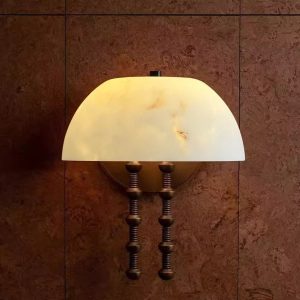 Nazcaria - Lampa wisząca alabastrowa, biała z brązem do salonu, Ø35 x 39 cm