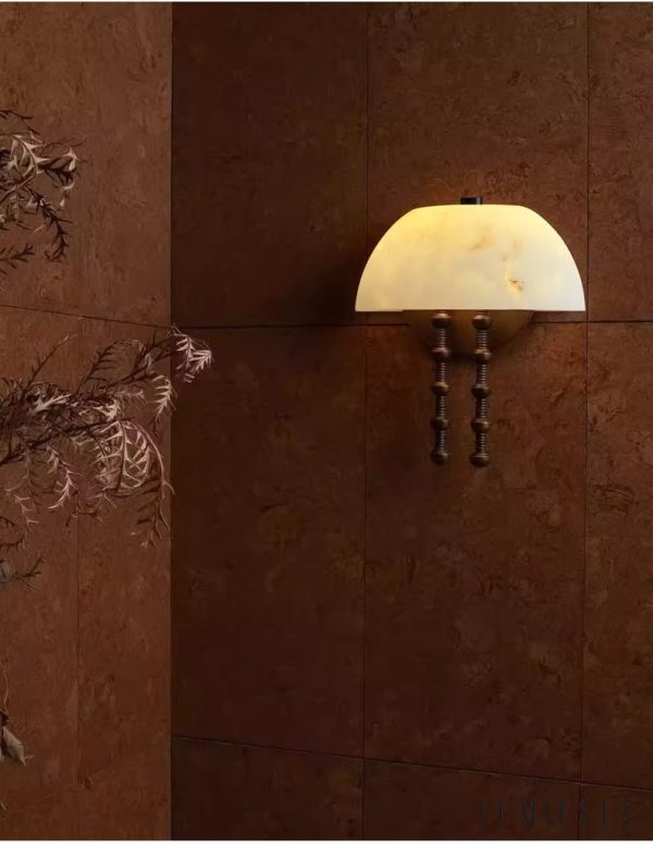 Nazcaria - Lampa wisząca alabastrowa, biała z brązem do salonu, Ø35 x 39 cm