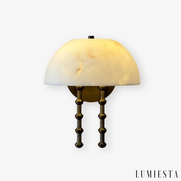 Nazcaria - Lampa wisząca alabastrowa, biała z brązem do salonu, Ø35 x 39 cm