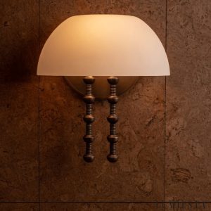 Nazcaria - Lampa wisząca alabastrowa, biała z brązem do salonu, Ø35 x 39 cm