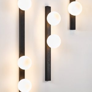 Nefelora - Lampa wisząca trawertynowa, czarno-biała do jadalni, Ø5x30/66/95 cm