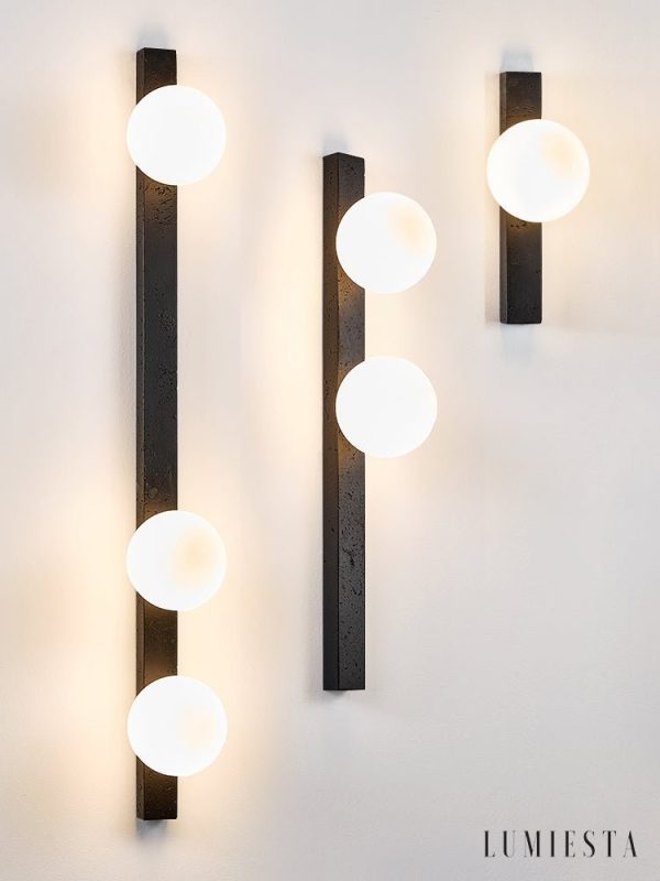 Nefelora - Lampa wisząca trawertynowa, czarno-biała do jadalni, Ø5x30/66/95 cm