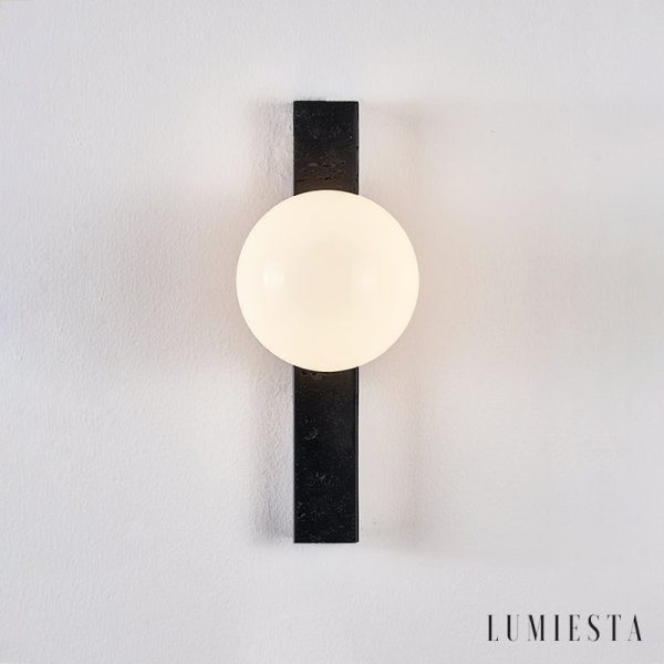 Nefelora - Lampa wisząca trawertynowa, czarno-biała do jadalni, Ø5x30/66/95 cm