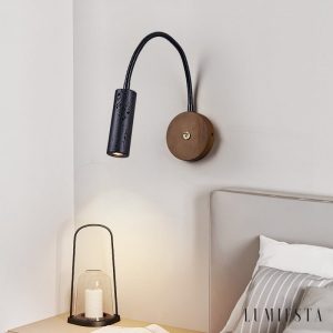 Nizzara - Lampa wisząca z czarnego trawertynu i orzecha do salonu Ø4 x 12 cm