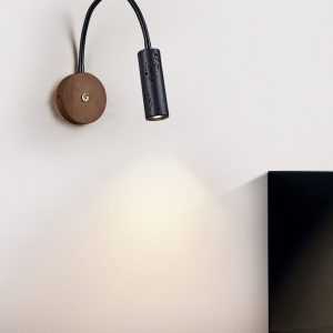 Nizzara - Lampa wisząca z czarnego trawertynu i orzecha do salonu Ø4 x 12 cm