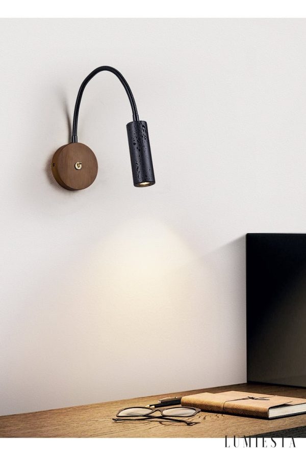 Nizzara - Lampa wisząca z czarnego trawertynu i orzecha do salonu Ø4 x 12 cm