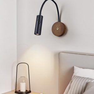 Nizzara - Lampa wisząca z czarnego trawertynu i orzecha do salonu Ø4 x 12 cm