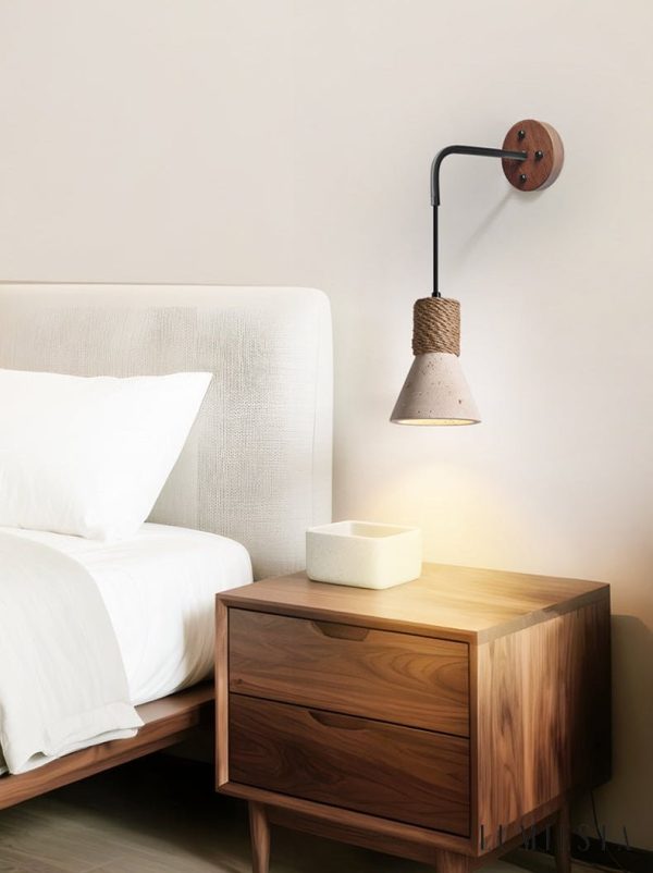 Oaxara - Lampa wisząca drewniana orzech/żółty trawertyn do salonu Ø12x17 cm