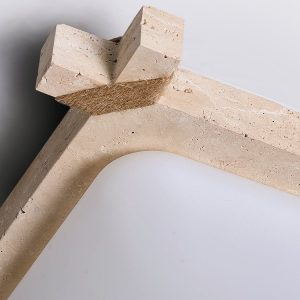 Olympis - Lampa sufitowa trawertynowa, żółto-biała, do salonu 44x44/55x55 cm