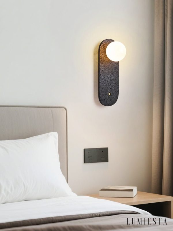 Onyvera - Kinkiet trawertynowy czarny/biały, metal-szkło do korytarza Ø14x38 cm