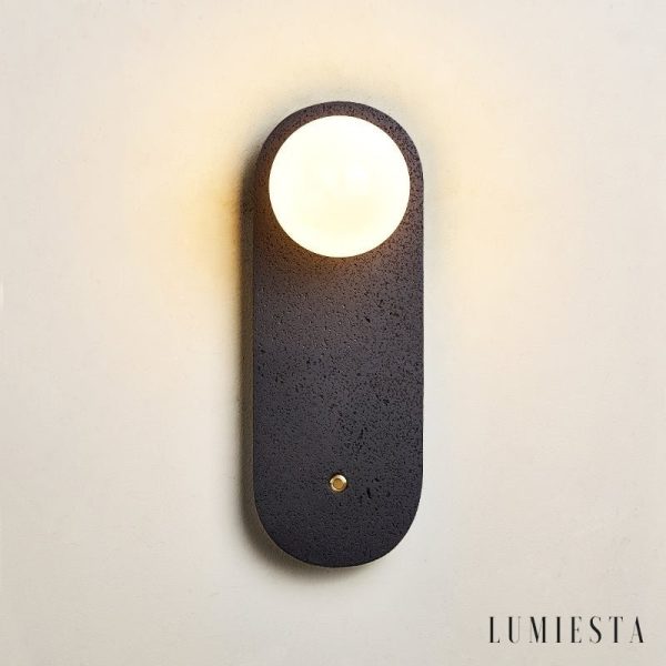 Onyvera - Kinkiet trawertynowy czarny/biały, metal-szkło do korytarza Ø14x38 cm